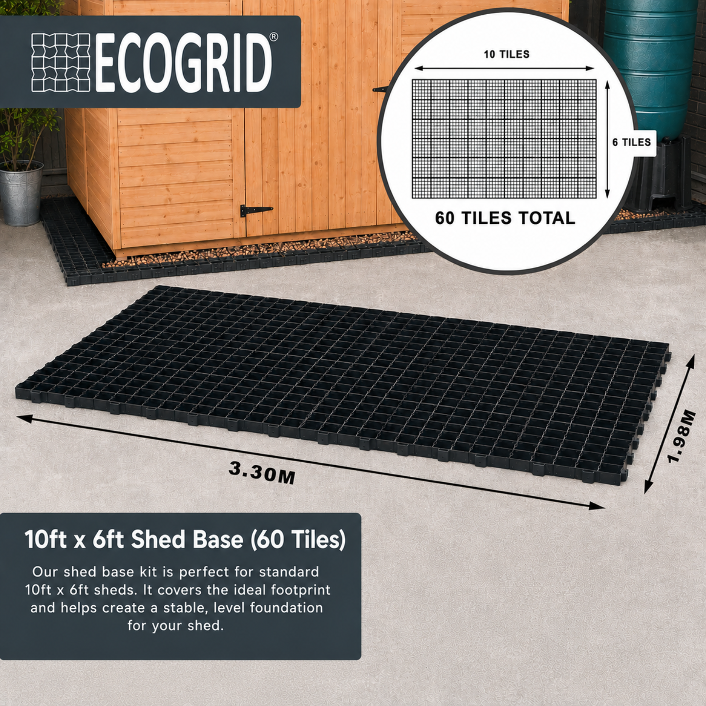 EcoGrid Shed Base Kits - Garden Shed Base with Weed Membrane