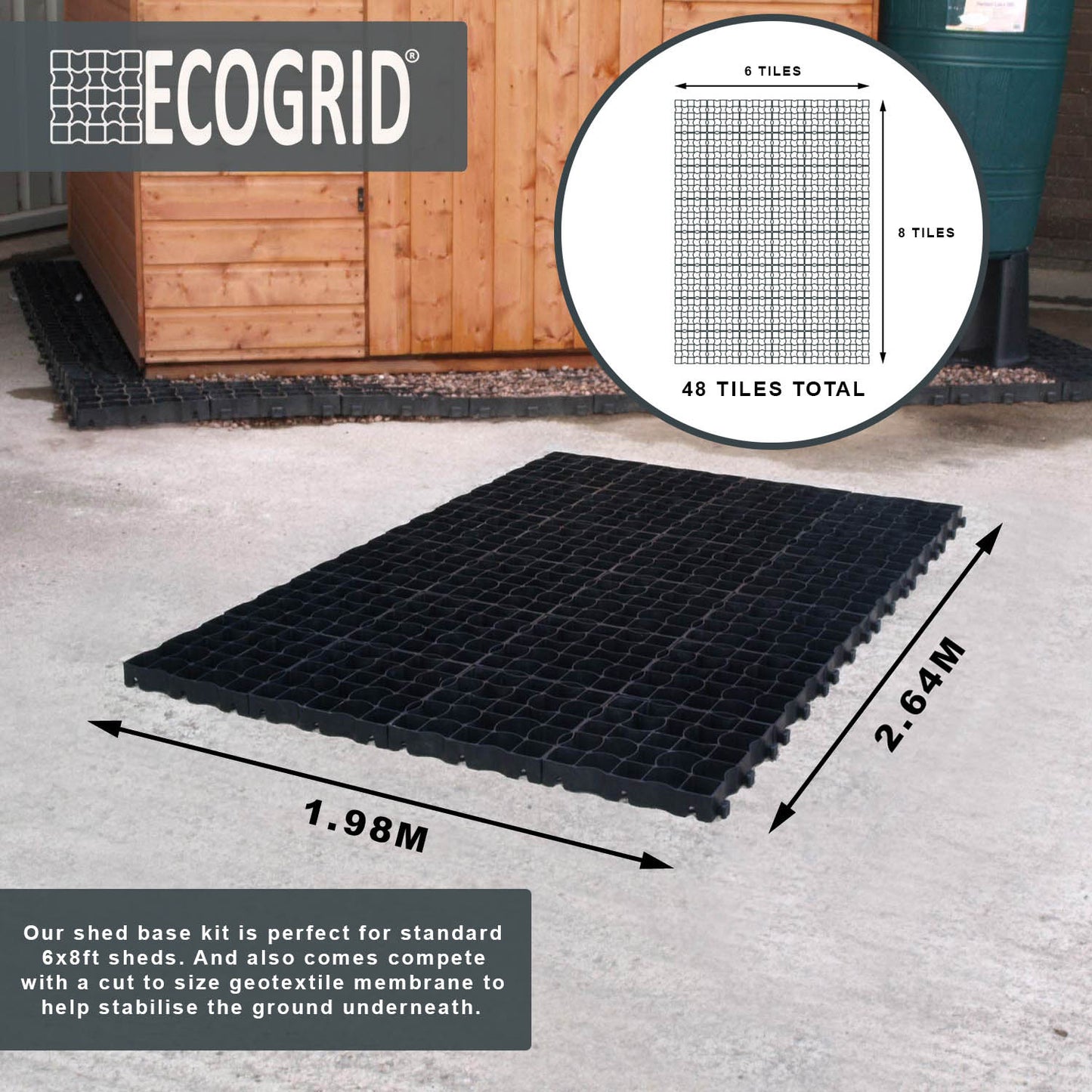 EcoGrid Shed Base Kits - Garden Shed Base with Weed Membrane